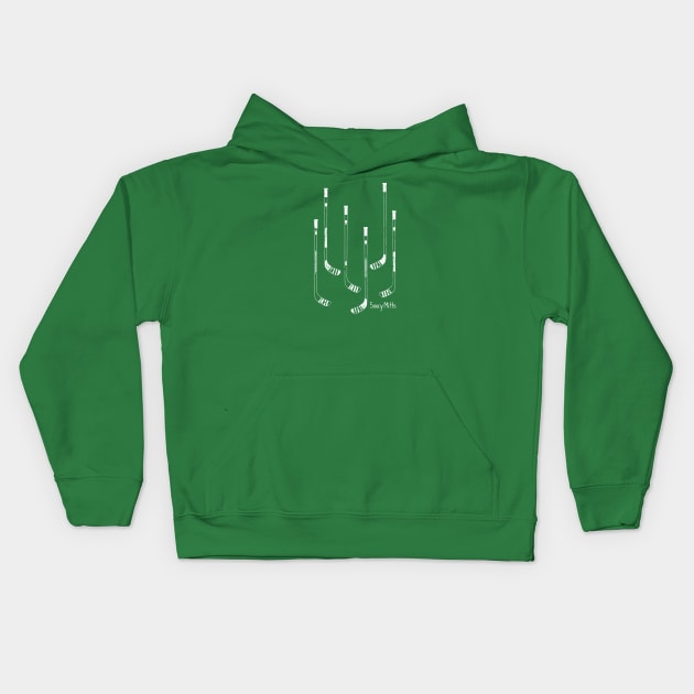 White Hockey Sticks Kids Hoodie by SaucyMittsHockey